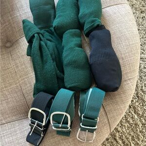 Baseball belt and socks Green and Navy Ribbed Knit Casual Socks